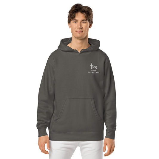 FS Christian Pigment-Dyed Hoodie Black Front - Full Salvation Apparel
