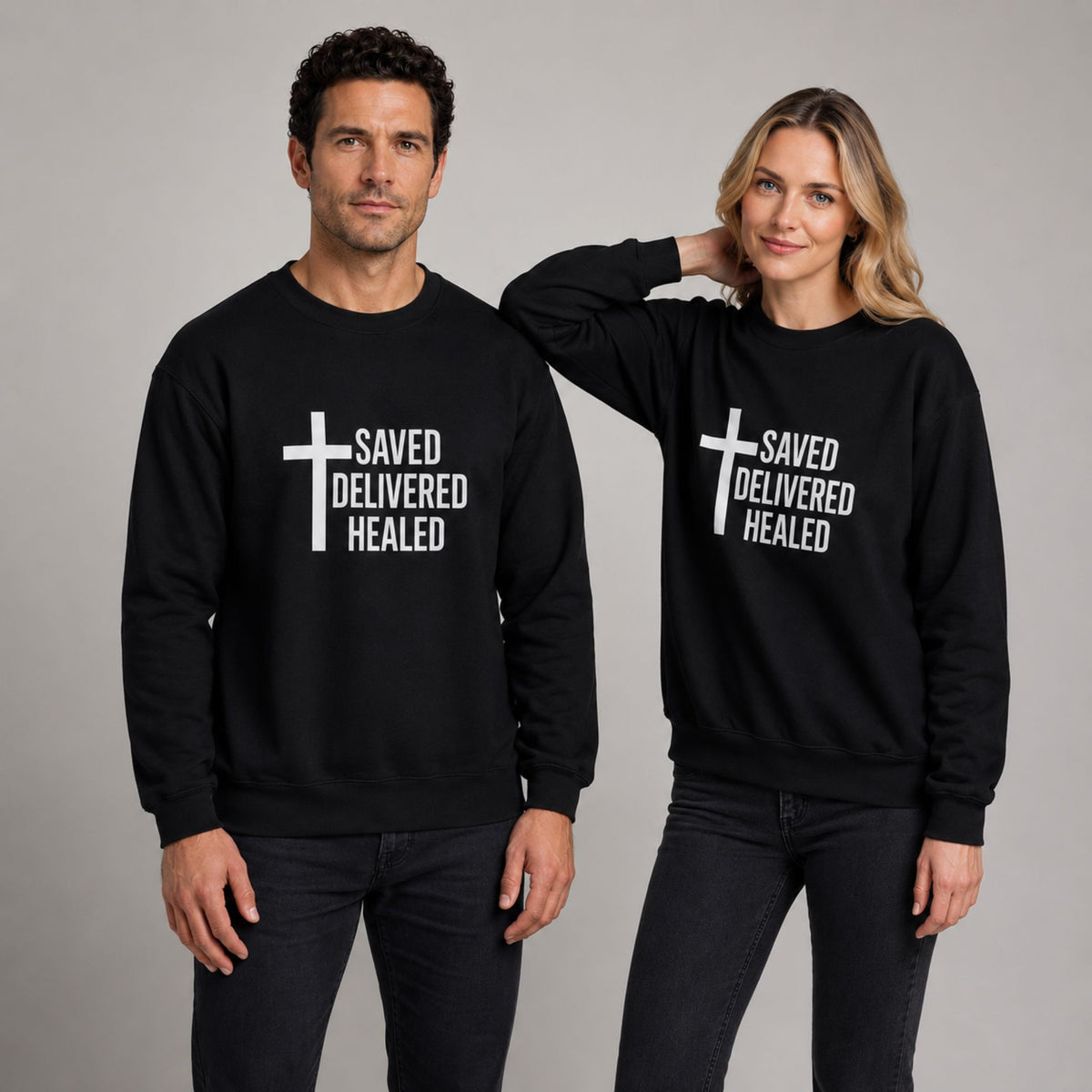 Saved Delivered Healed Unisex Sweatshirt | Christian Crew Neck | Full Salvation Apparel