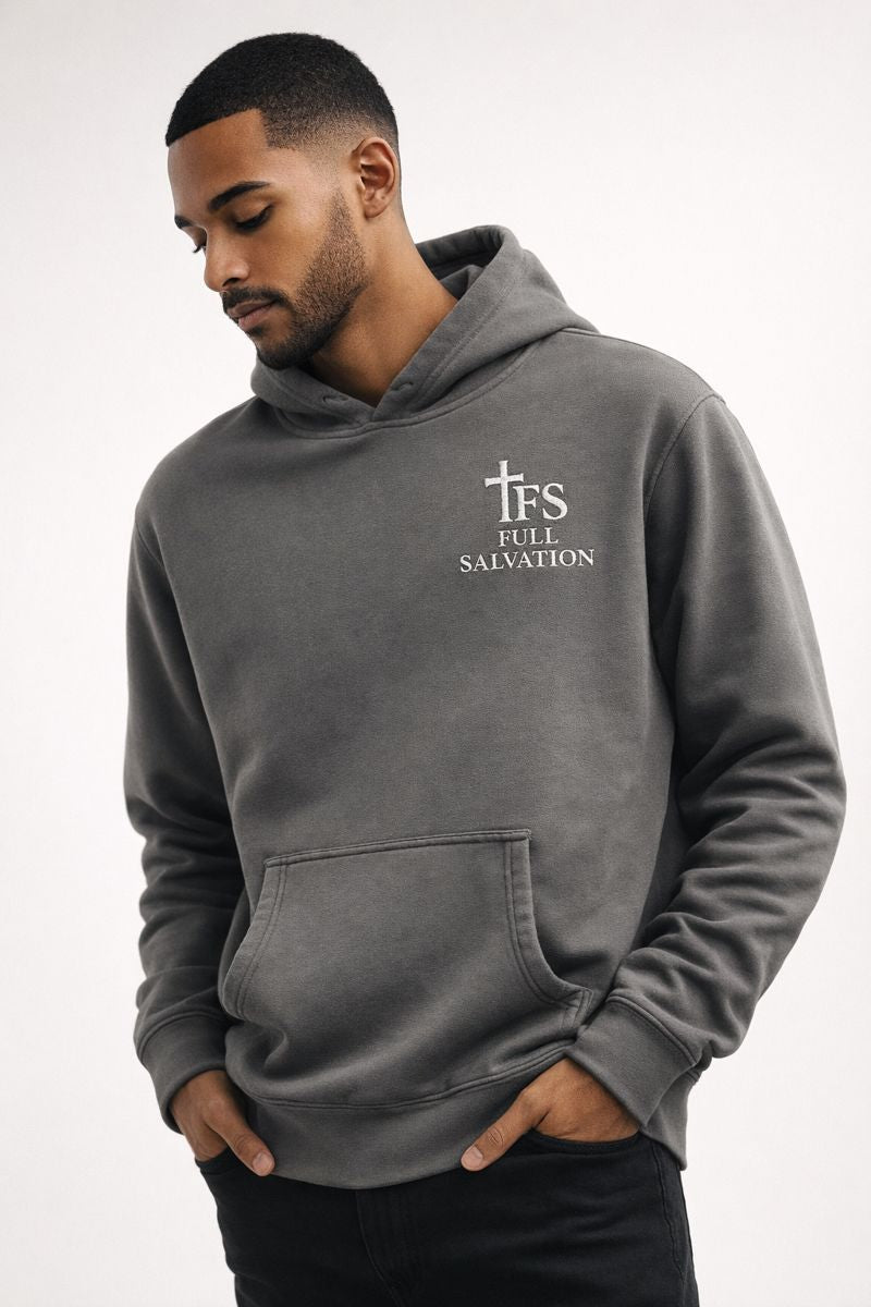 FS Pigment-Dyed Hoodie Lifestyle - Full Salvation Apparel Christian Streetwear