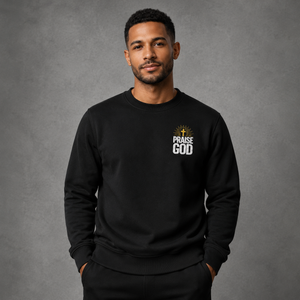 Praise God Glory Crewneck - Christian organic cotton crewneck sweatshirt, front view