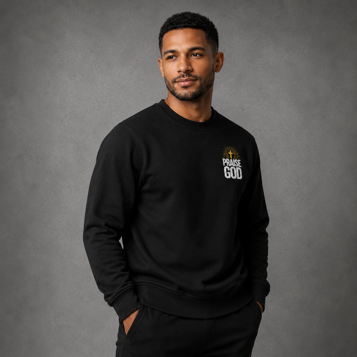 Praise God Glory Crewneck organic cotton sweatshirt, back view