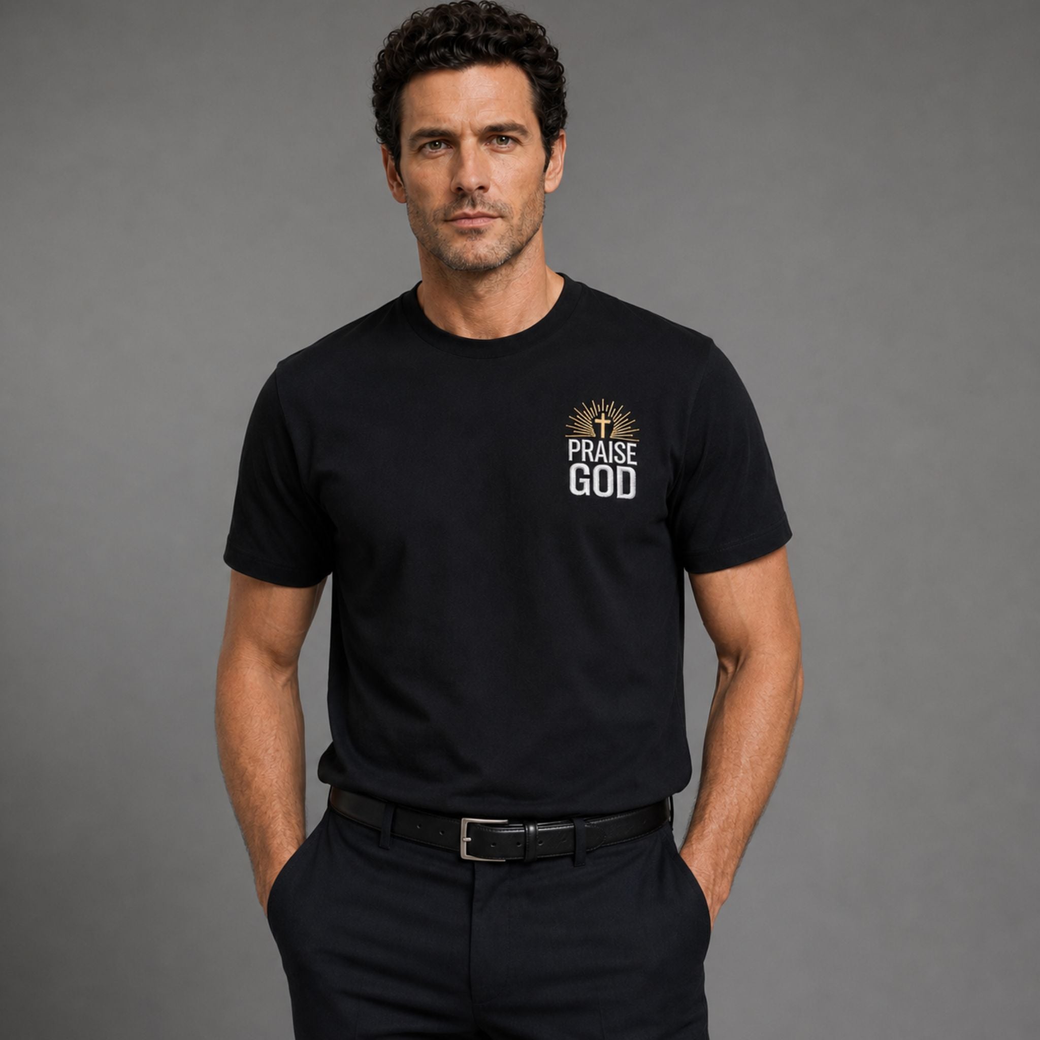 Praise God T-Shirt Flat Lay - Full Salvation Apparel Christian Graphic Tee