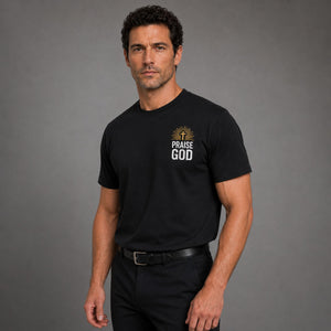 Praise God T-Shirt Graphic Print Design Close-Up - Full Salvation Apparel