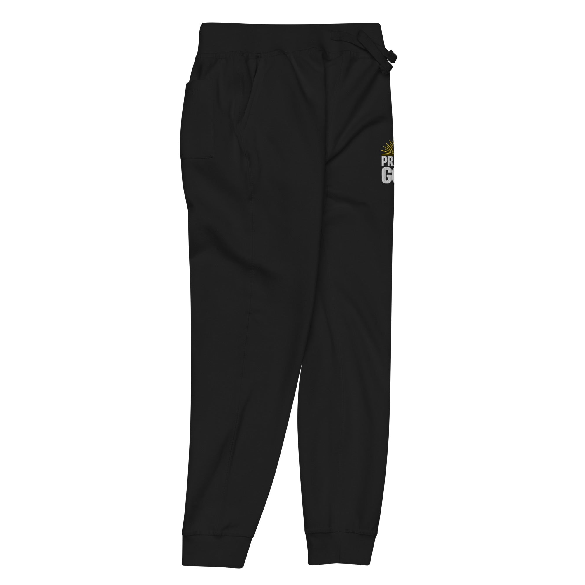 Praise God Christian Fleece Sweatpants Black Right Front - Full Salvation Apparel