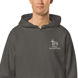 FS Christian Pigment-Dyed Hoodie Black Detail - Full Salvation Apparel