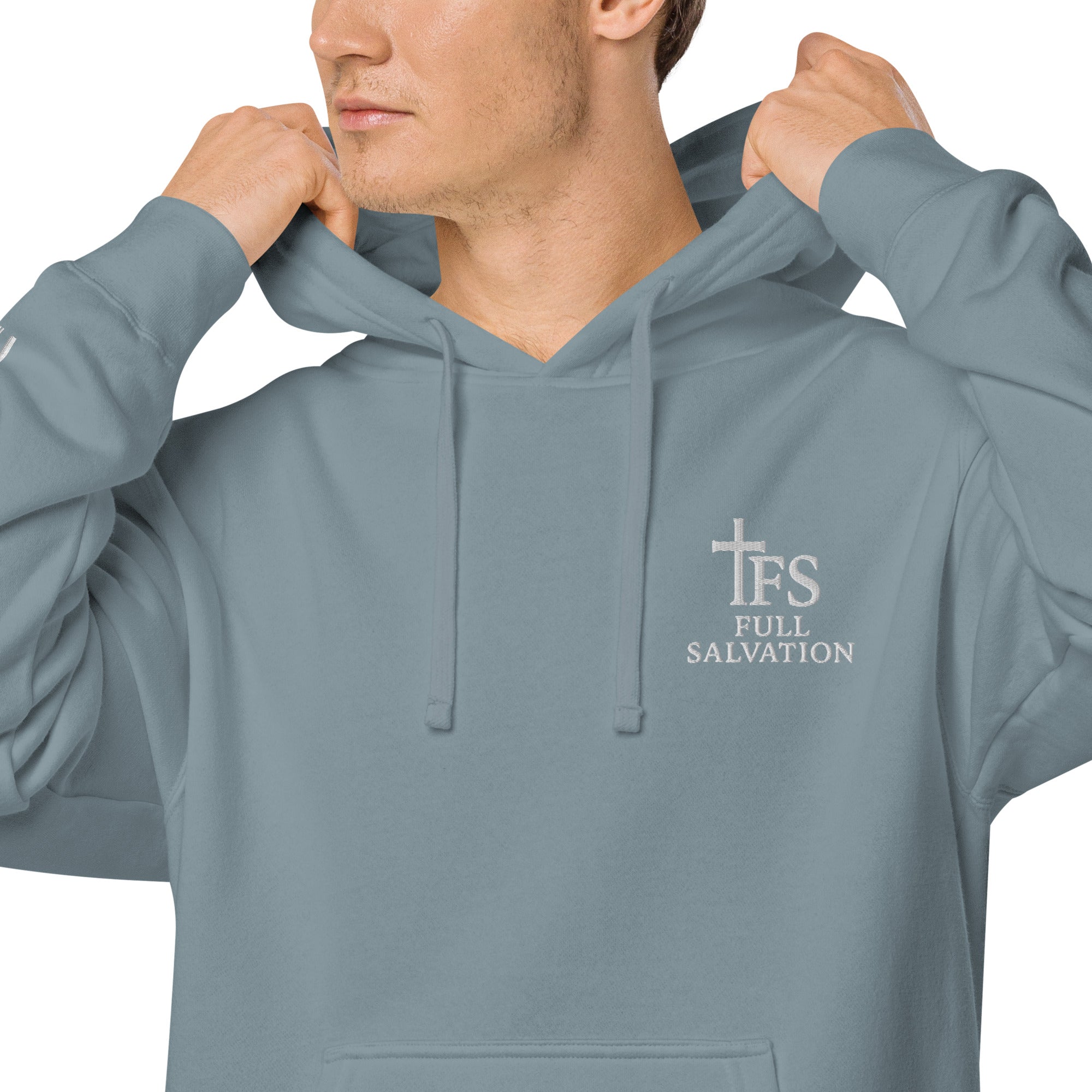 FS Christian Pigment-Dyed Hoodie Slate Blue - Full Salvation Apparel