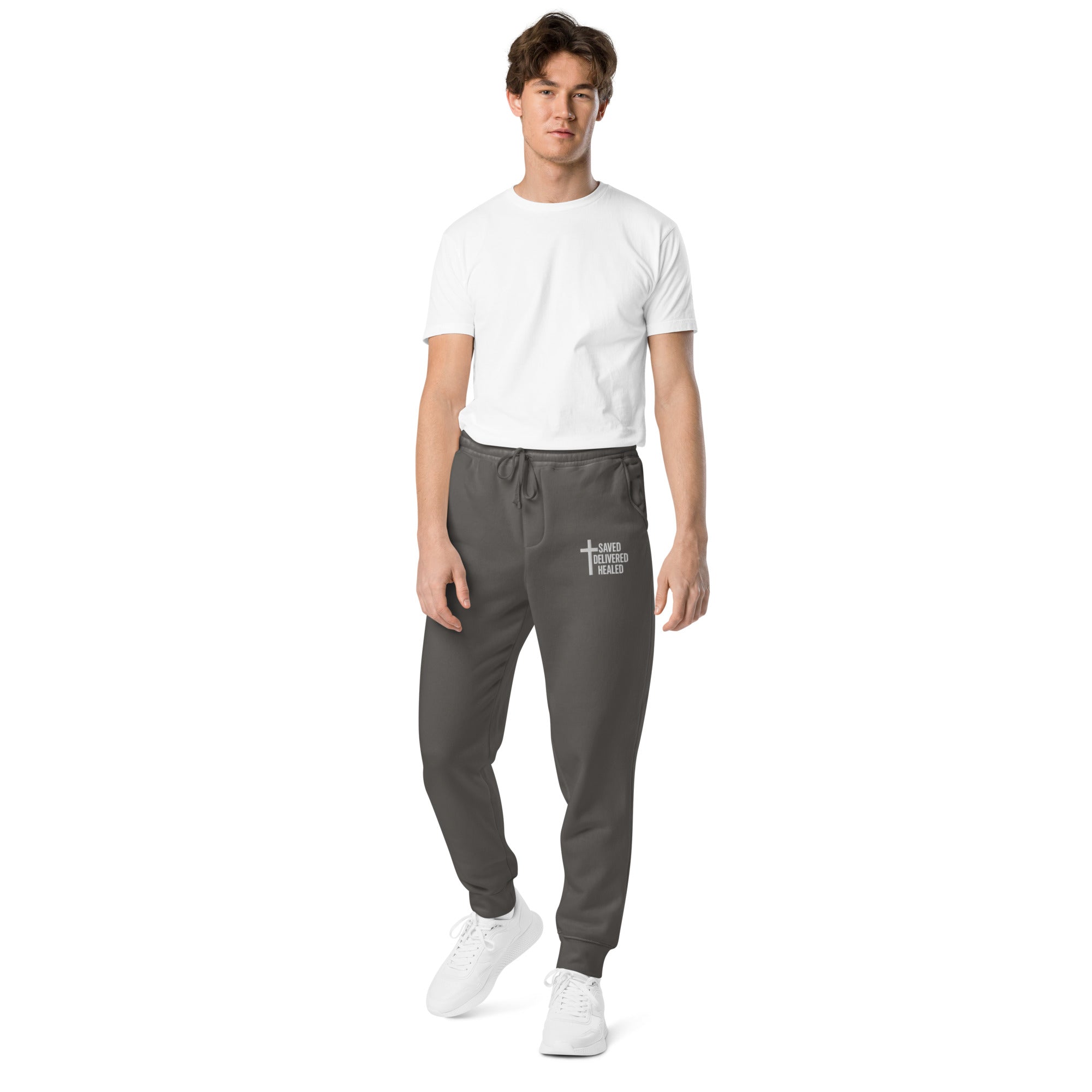 SDH Christian Pigment-Dyed Sweatpants Black Front - Full Salvation Apparel