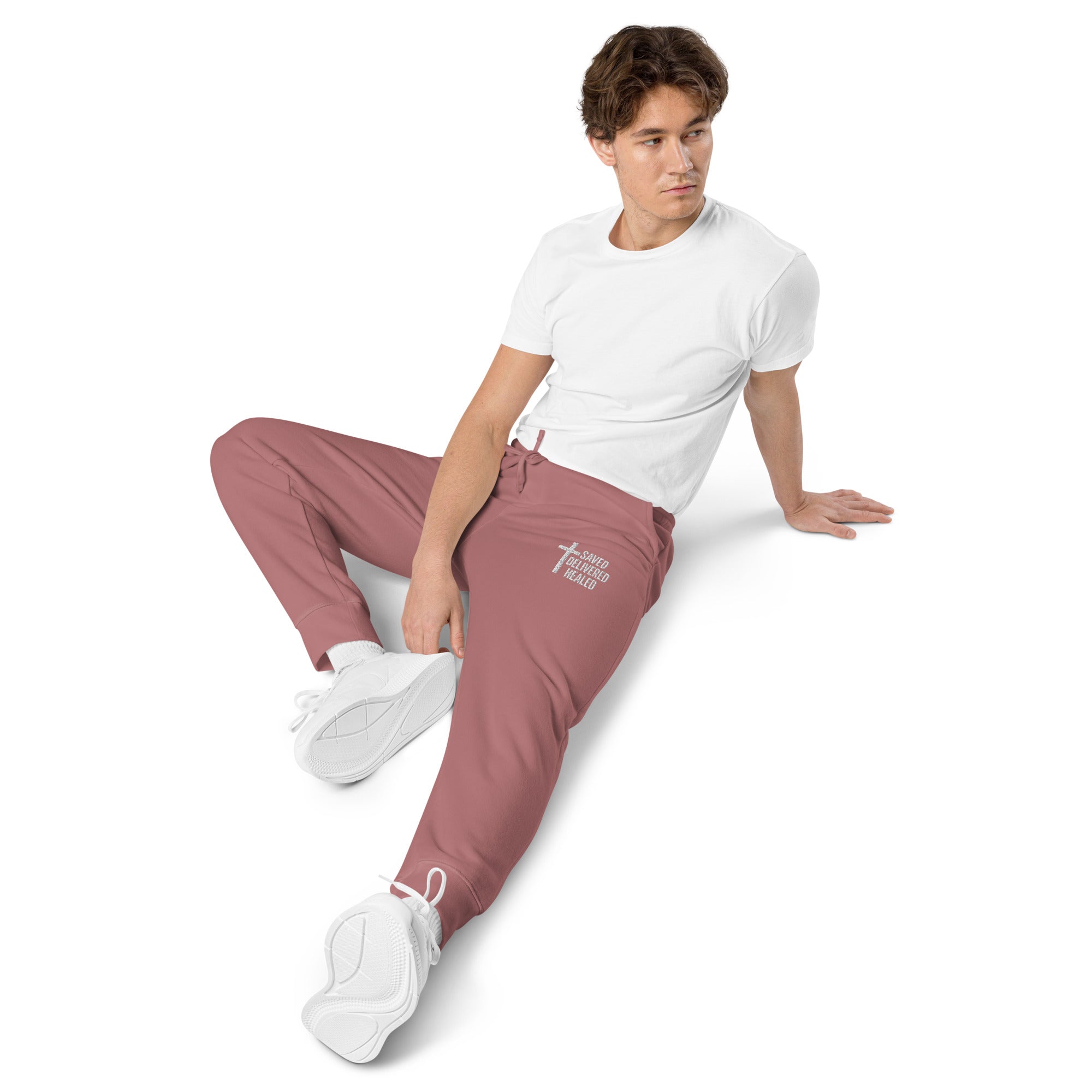 SDH Christian Pigment-Dyed Sweatpants Maroon - Full Salvation Apparel