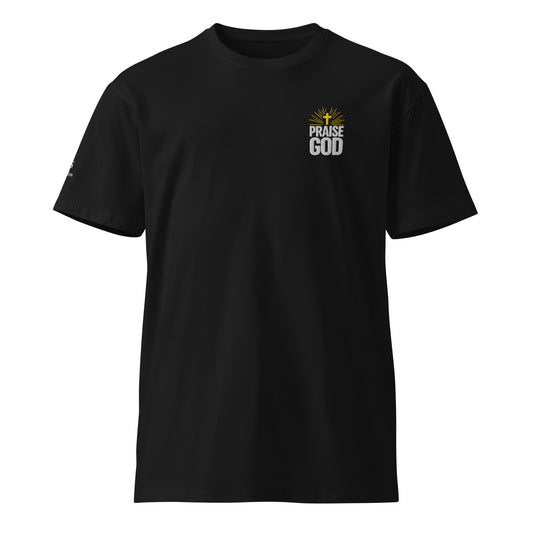 Praise God Christian Graphic Tee Black Front - Full Salvation Apparel